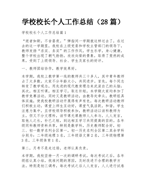 学校校长个人工作总结(28篇)