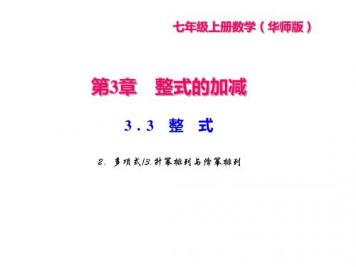 华东师大版七年级数学上册习题课件：3.3 整式  2 多项式 3 升幂排列与降幂排列