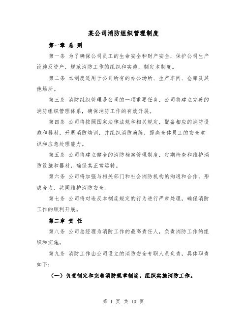 某公司消防组织管理制度(三篇)