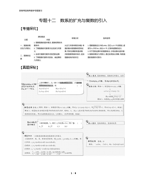 新高考版高考数学专题复习 专题十二 数系的扩充与复数的引入