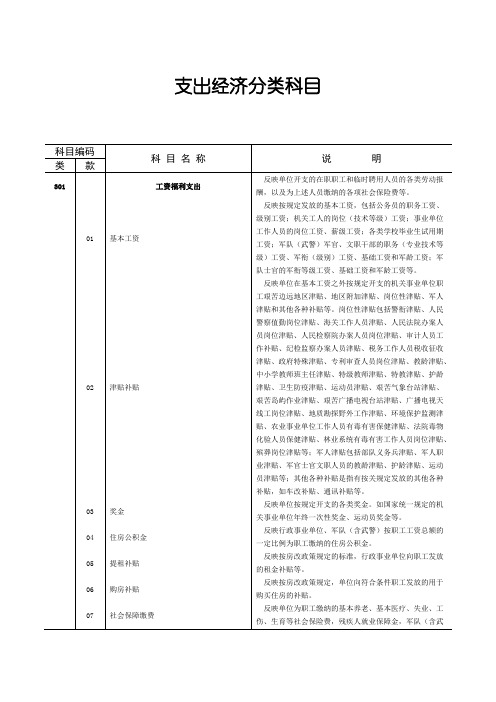 支出经济分类科目