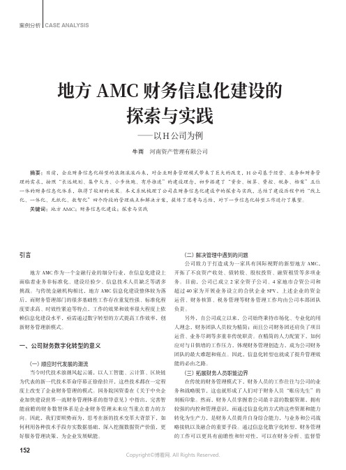 地方AMC财务信息化建设的探索与实践——以H公司为例