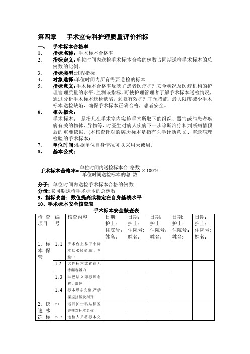 手术室专科护理质量评价指标1