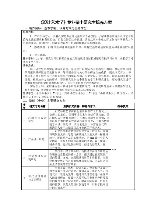 最新整理《设计艺术学》专业硕士研究生培养方案.doc