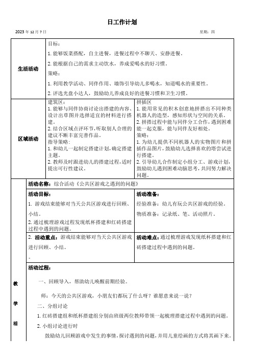 幼儿园活动之综合活动《公共区游戏之遇到的问题》