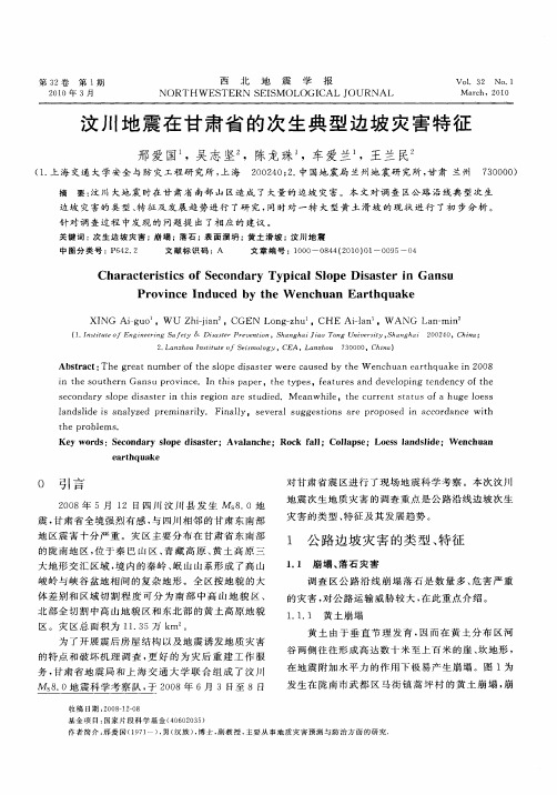 汶川地震在甘肃省的次生典型边坡灾害特征