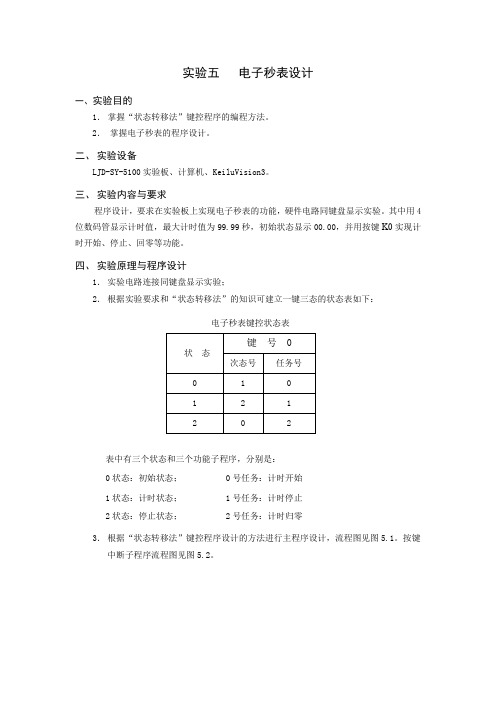 电子秒表设计(按键状态转移法)