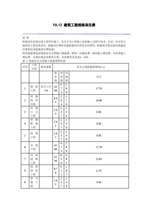 建筑措施费计算规则