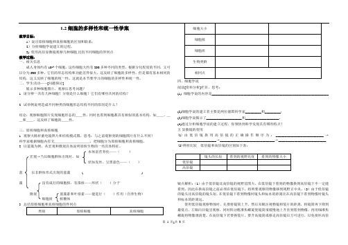 人教版教学教案1-2细胞的多样性和统一性原创