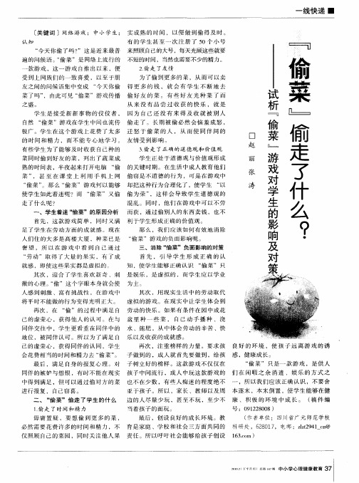 “偷菜”偷走了什么?——试析“偷菜”游戏对学生的影响及对策