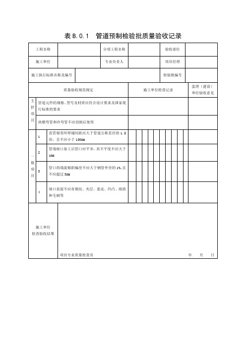 SY4204-2019石油天然气建设工程施工质量验收规范集输管道检验批表格