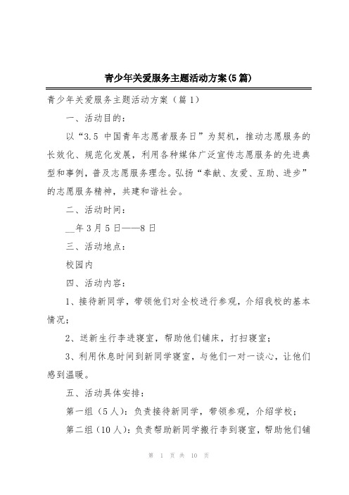 青少年关爱服务主题活动方案(5篇)