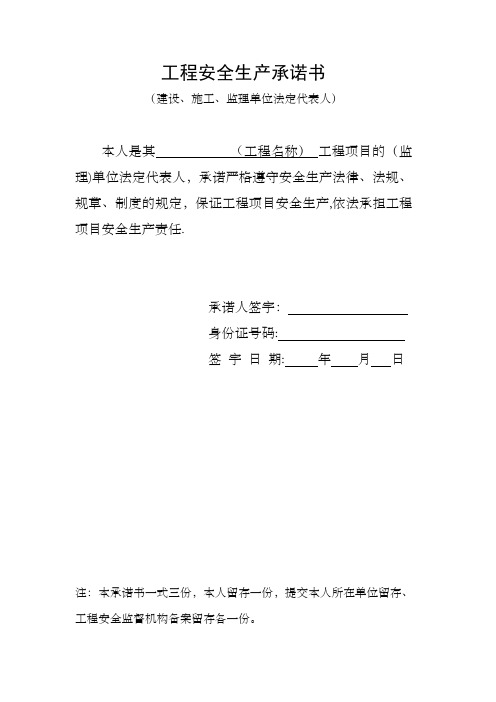 法定代表人及项目负责人安全生产承诺书-(1)