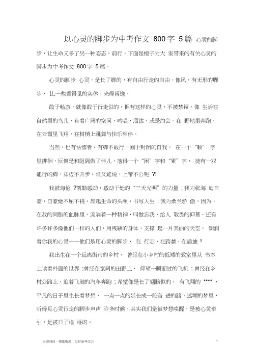 以心灵的脚步为中考作文800字5篇