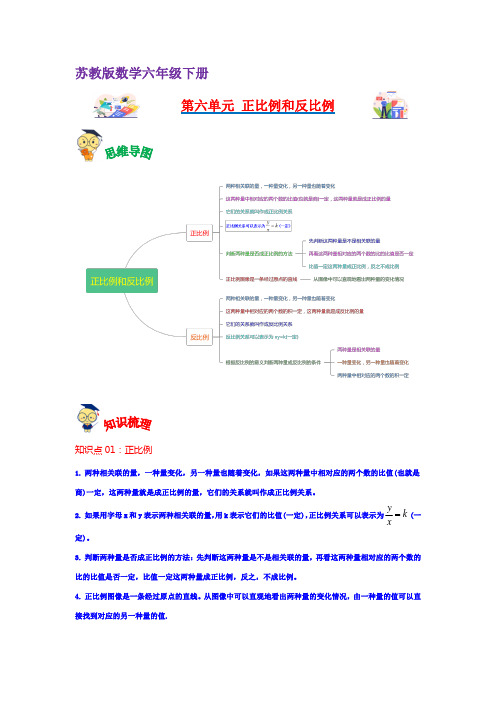 第六单元  正比例和反比例(学生版)(苏教版)