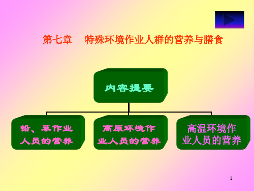 第七章 特殊环境作业人群的营养与膳食 营养与膳食指导课件