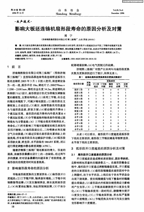 影响大板坯连铸机扇形段寿命的原因分析及对策