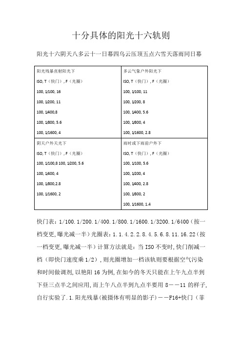 十分详细的阳光十六法则