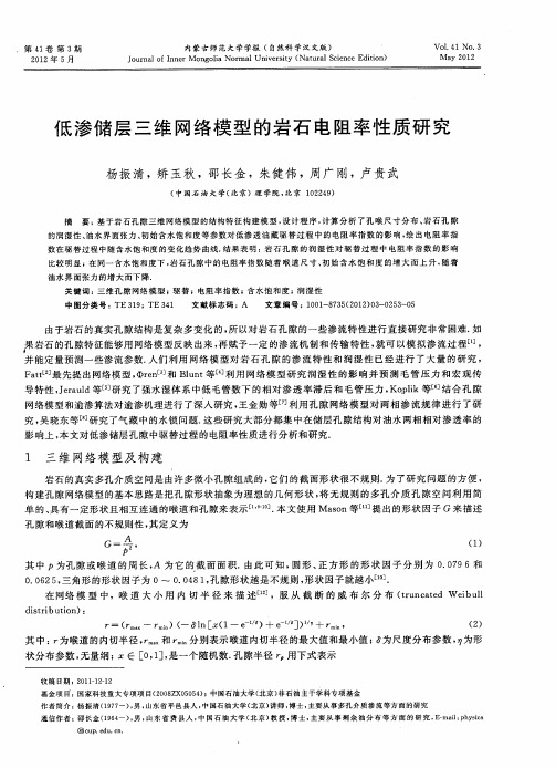 低渗储层三维网络模型的岩石电阻率性质研究