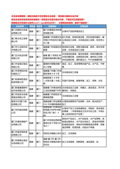 新版福建省厦门冷冻食品加工工商企业公司商家名录名单联系方式大全29家