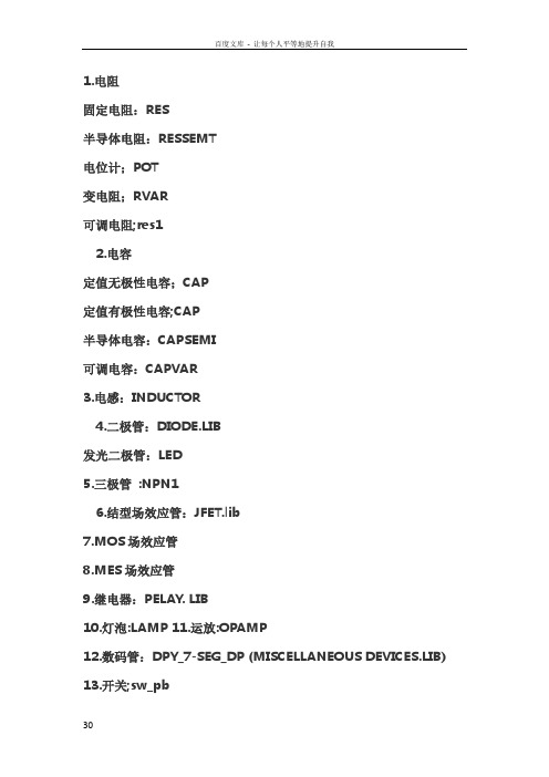 PCB元器件中英文