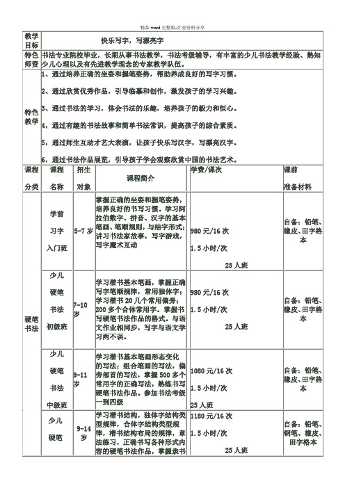 书法班介绍