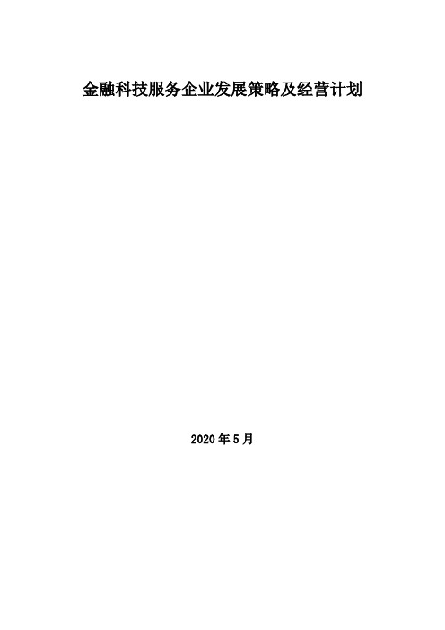 2020年金融科技服务企业发展策略及经营计划