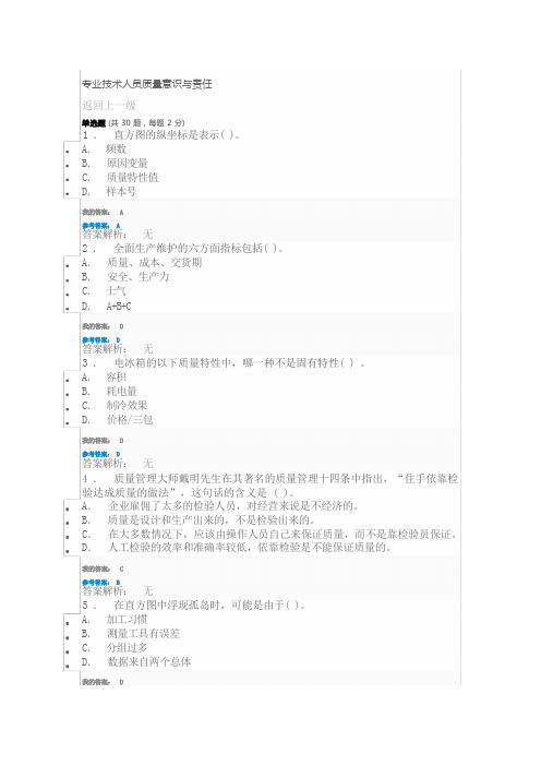 专业技术人员质量意识与责任