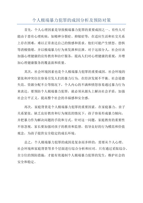 个人极端暴力犯罪的成因分析及预防对策