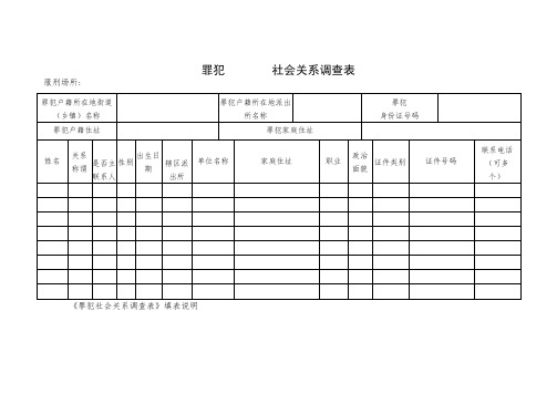 罪犯社会关系调查表