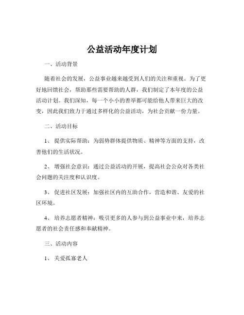 公益活动年度计划