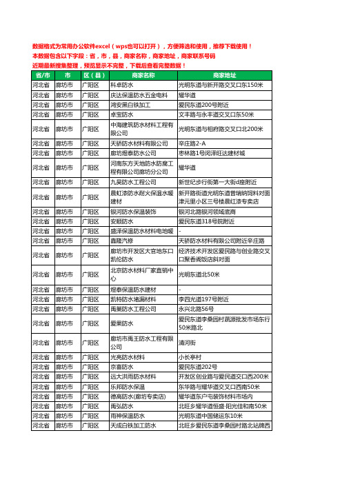 2020新版河北省廊坊市广阳区防水工商企业公司商家名录名单联系电话号码地址大全37家