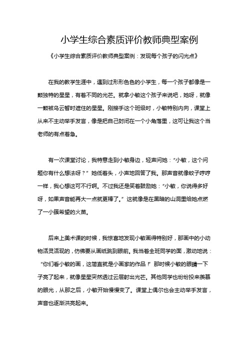 小学生综合素质评价教师典型案例