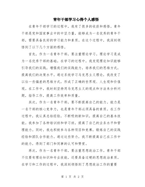 青年干部学习心得个人感悟