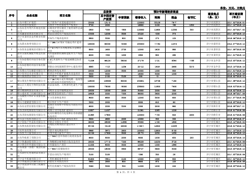 济宁市2015年重点技改项目