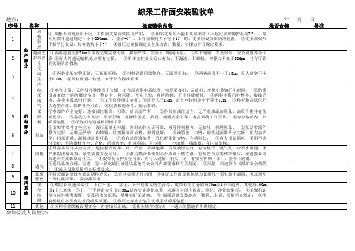 综采工作面安装验收单