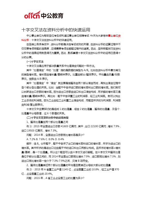 2019福州事业单位考试：十字交叉法在资料分析中的快速运用