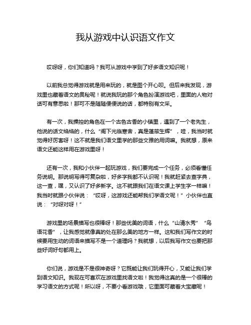 我从游戏中认识语文作文