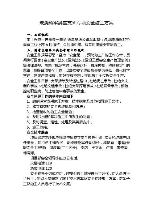 现浇箱梁满堂支架专项安全施工方案