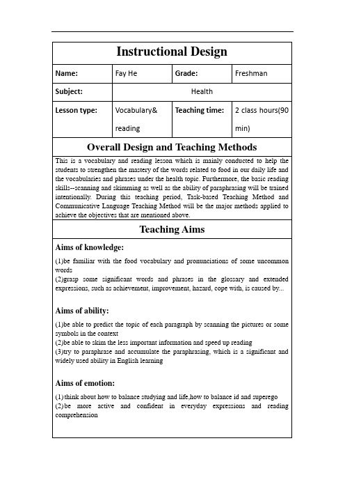 高职国际进阶英语 Unit Teaching lan