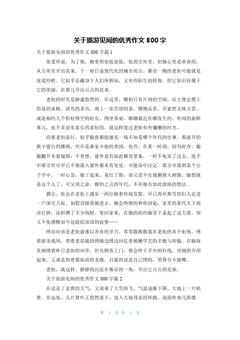 关于旅游见闻的优秀作文800字