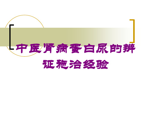 中医肾病蛋白尿的辨证施治经验培训课件