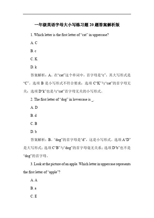 一年级英语字母大小写练习题20题答案解析版