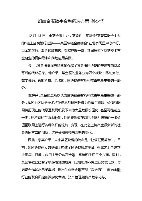 蚂蚁金服数字金融解决方案 孙少华