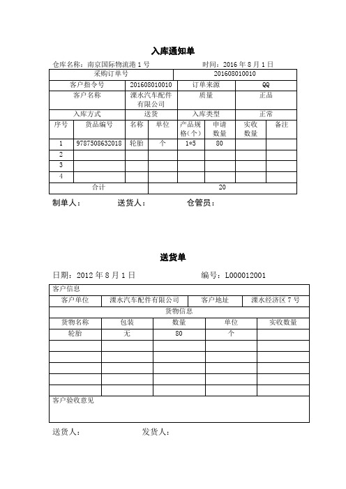 入库通知单