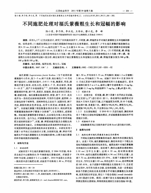 不同施肥处理对福氏紫薇粗生长和冠幅的影响