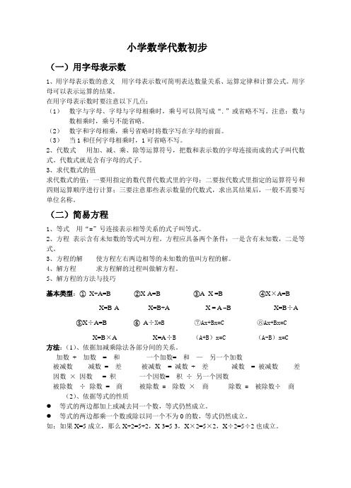 六年级下册总复习代数初步