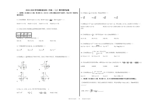 2019-2020学年湖南省岳阳一中高一(上)期中数学试卷