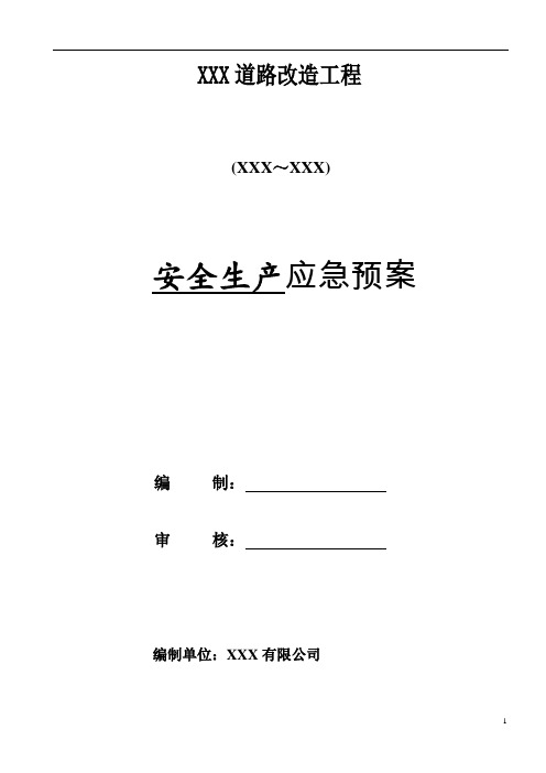 市政道路改造工程安全生产应急预案范本