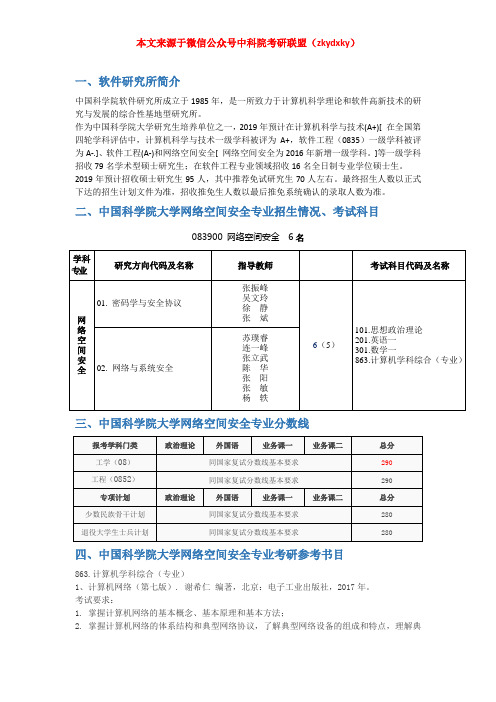 2020-2021年中国科学院大学网络空间安全考研招生情况、分数线、参考书目、录取名单、复习经验指导